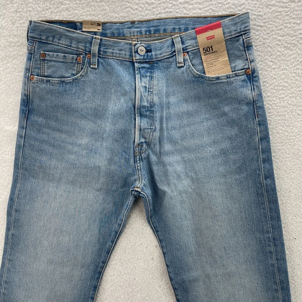 Levis 501 Jeans Mens 36x32 Blue Original Straight Button Fly Denim Grunge Cowboy